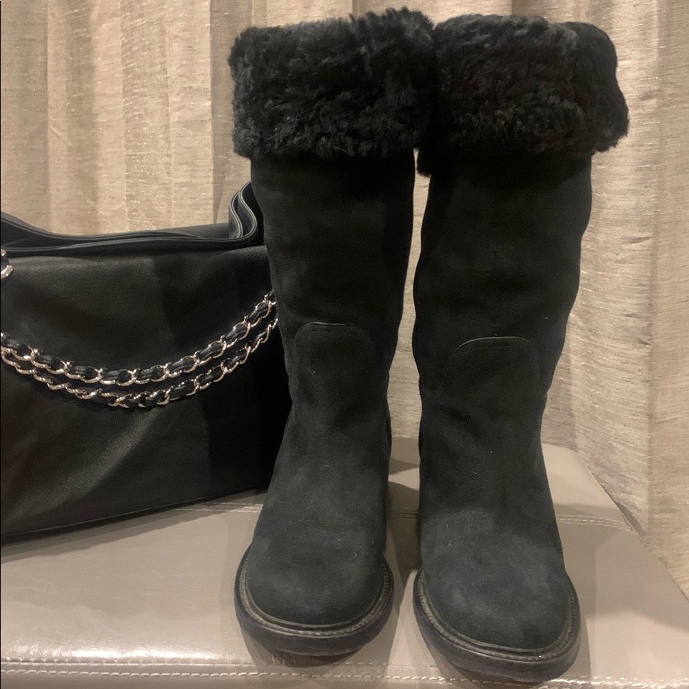 Chanel Suede / Shearling Short/ tall Boots EU 40 / US 9
